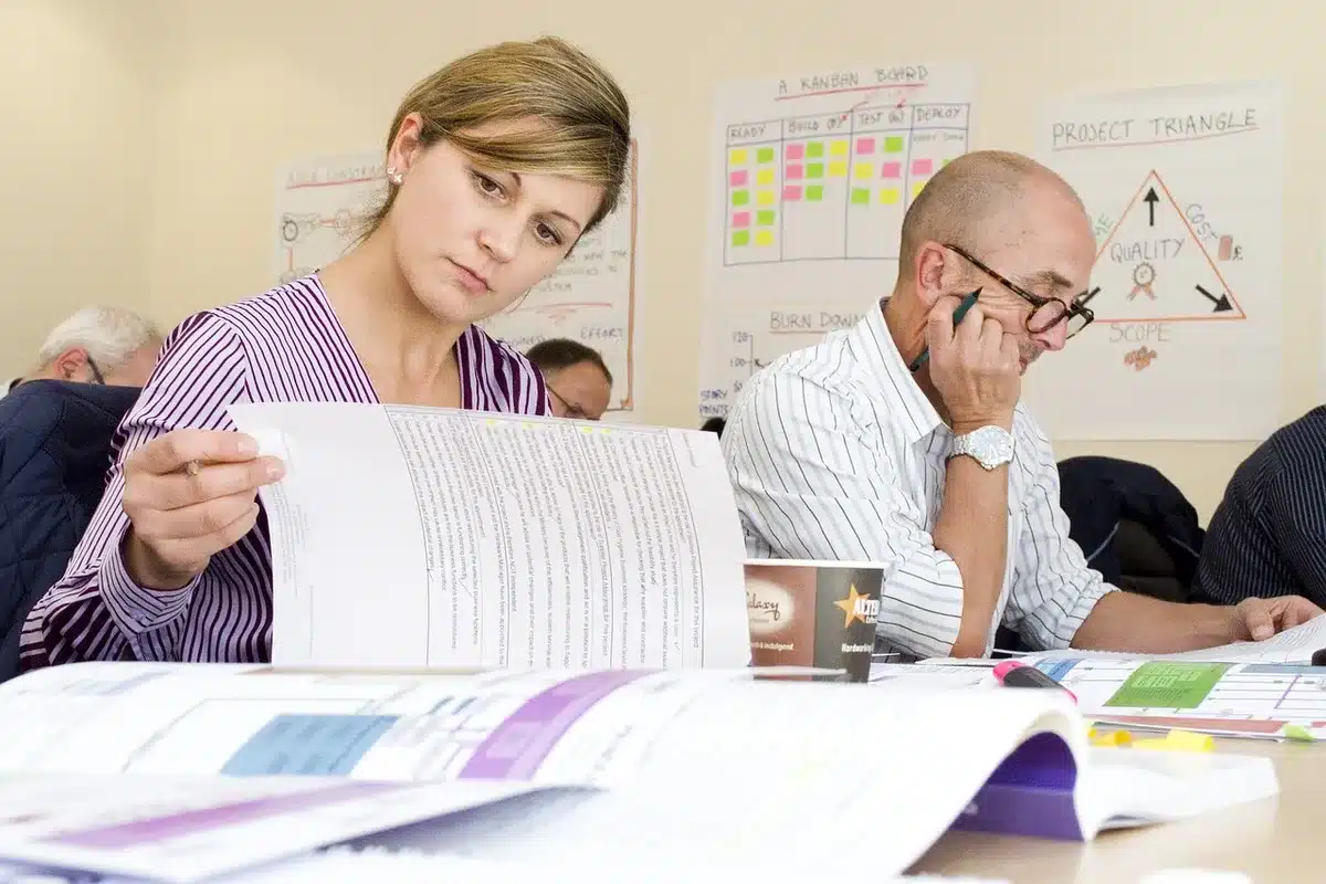Professionals participating in a training session or workshop
